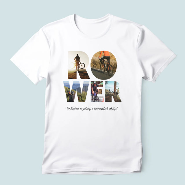 Słowo Ze Zdjęć: Rower - Koszulka Męska z Nadrukiem