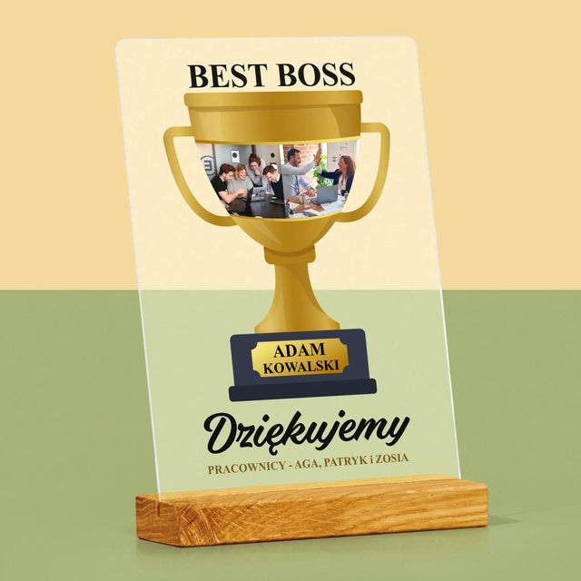Fotokolaż: Best Boss Puchar - Wydruk Na Szkle Akrylowym