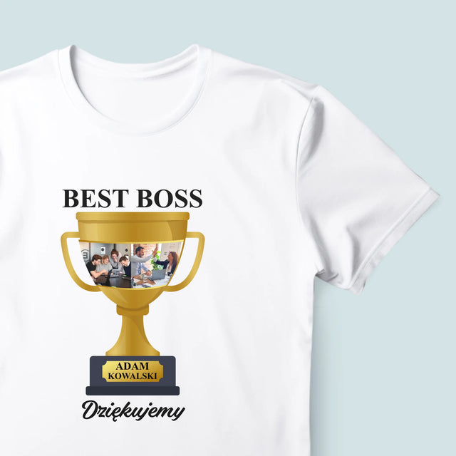 Fotokolaż: Best Boss Puchar - Koszulka Męska z Nadrukiem