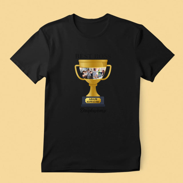 Fotokolaż: Best Boss Puchar - Koszulka Męska z Nadrukiem