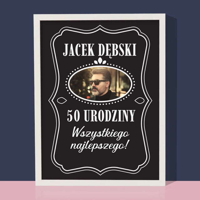 Zdjęcie I Podpis: 50 Urodziny Wszystkiego Najlepszego - Wydruk Obramowany