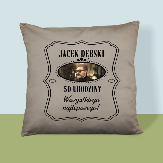 Zdjęcie I Podpis: 50 Urodziny Wszystkiego Najlepszego - Poduszka z Nadrukiem