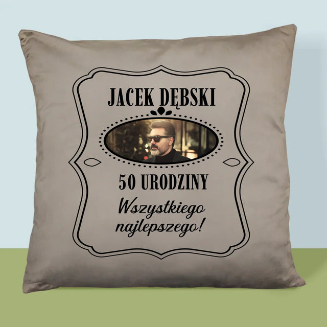 Zdjęcie I Podpis: 50 Urodziny Wszystkiego Najlepszego - Poduszka z Nadrukiem