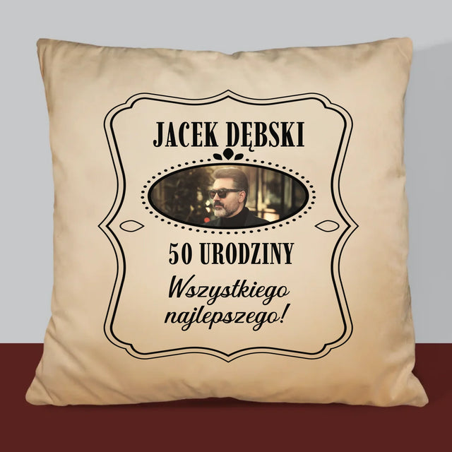 Zdjęcie I Podpis: 50 Urodziny Wszystkiego Najlepszego - Poduszka z Nadrukiem