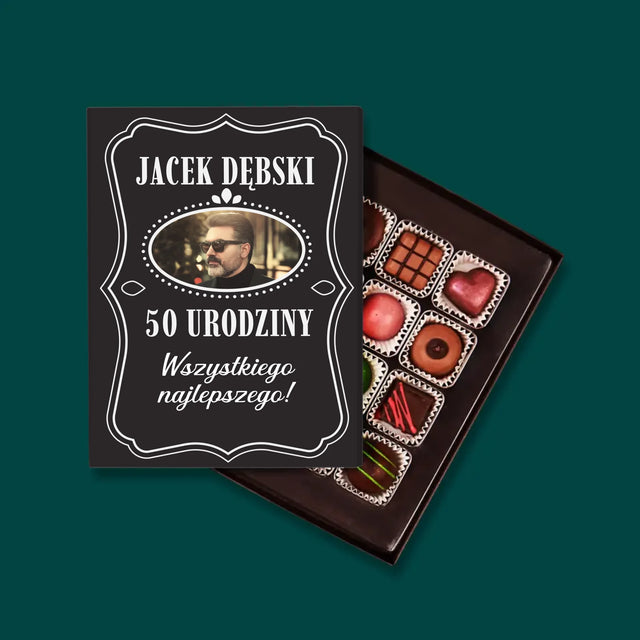 Zdjęcie I Podpis: 50 Urodziny Wszystkiego Najlepszego - Personalizowane Praliny