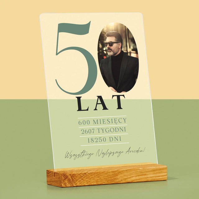 Zdjęcie I Podpis: 50 Lat Odliczanie - Wydruk Na Szkle Akrylowym