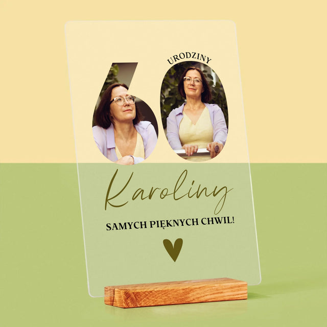 Słowo Ze Zdjęć: 60 Urodziny Samych Pięknych Chwil - Wydruk Na Szkle Akrylowym