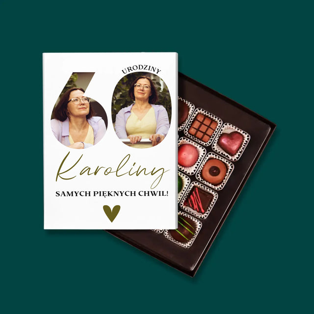 Słowo Ze Zdjęć: 60 Urodziny Samych Pięknych Chwil - Personalizowane Praliny