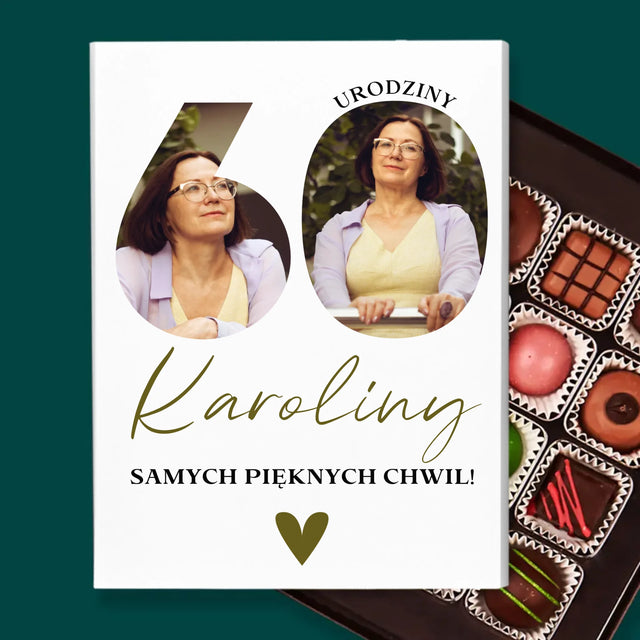 Słowo Ze Zdjęć: 60 Urodziny Samych Pięknych Chwil - Personalizowane Praliny