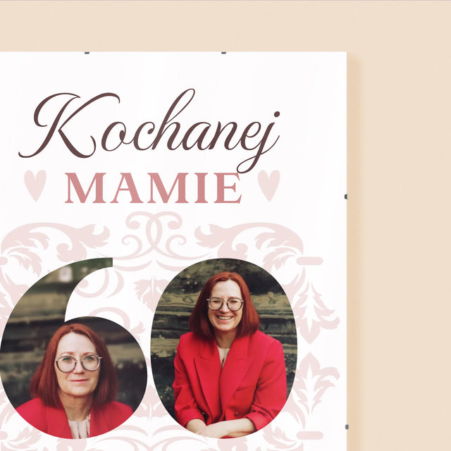 Słowo Ze Zdjęć: Kochanej Mamie z Okazji 60 Urodzin - Personalizowany Plakat
