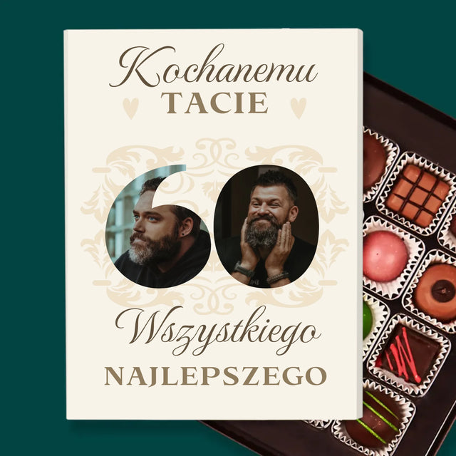 Słowo Ze Zdjęć: Kochanemu Tacie z Okazji 60 Urodzin - Personalizowane Praliny