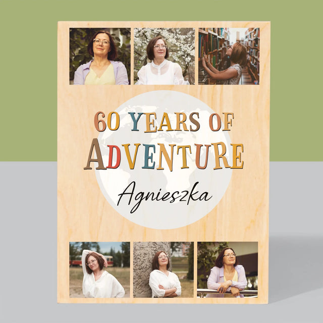 Fotokolaż: 60 Years Of Adventure - Wydruk Na Drewnie