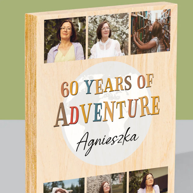 Fotokolaż: 60 Years Of Adventure - Wydruk Na Drewnie