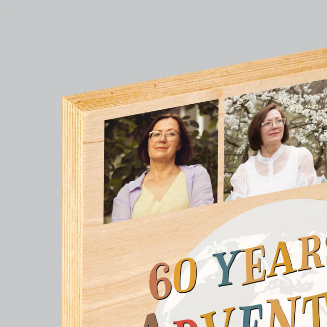 Fotokolaż: 60 Years Of Adventure - Wydruk Na Drewnie