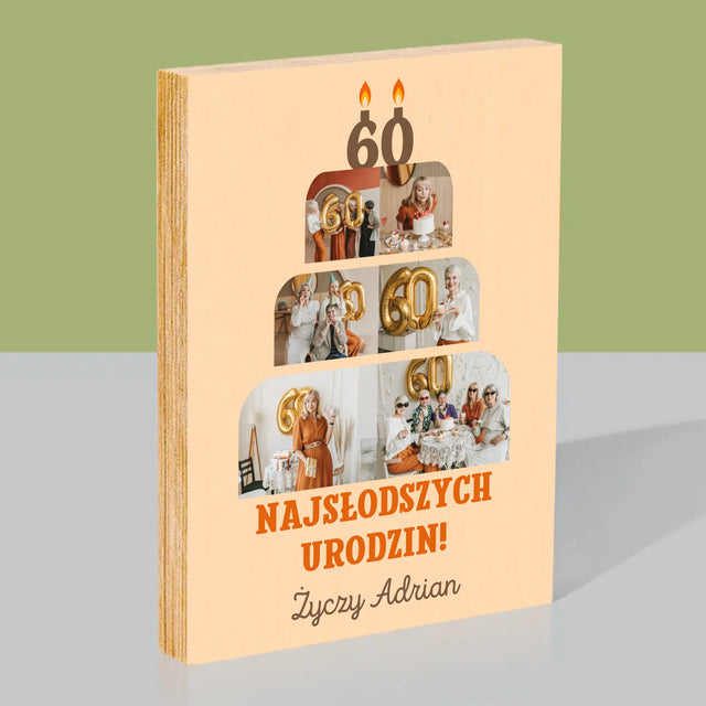 Kształt Ze Zdjęć: Najsłodszych Urodzin - Wydruk Na Drewnie
