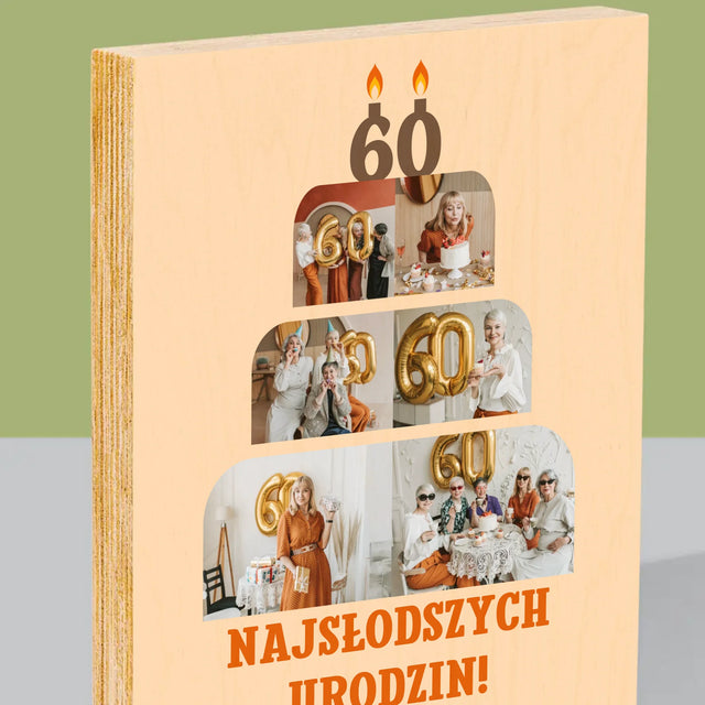 Kształt Ze Zdjęć: Najsłodszych Urodzin - Wydruk Na Drewnie