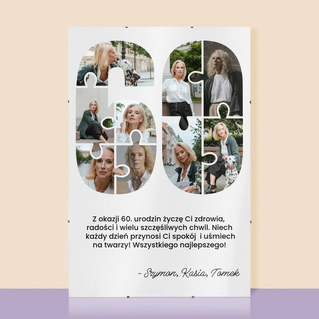 Kształt Ze Zdjęć: 60 Urodziny Puzzle - Personalizowany Plakat