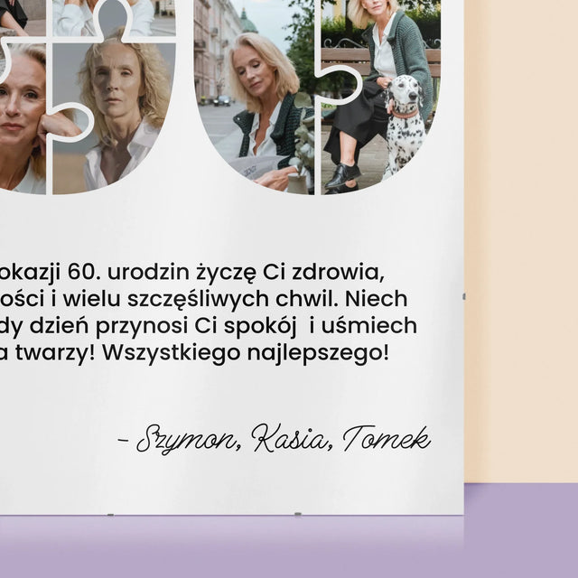 Kształt Ze Zdjęć: 60 Urodziny Puzzle - Personalizowany Plakat