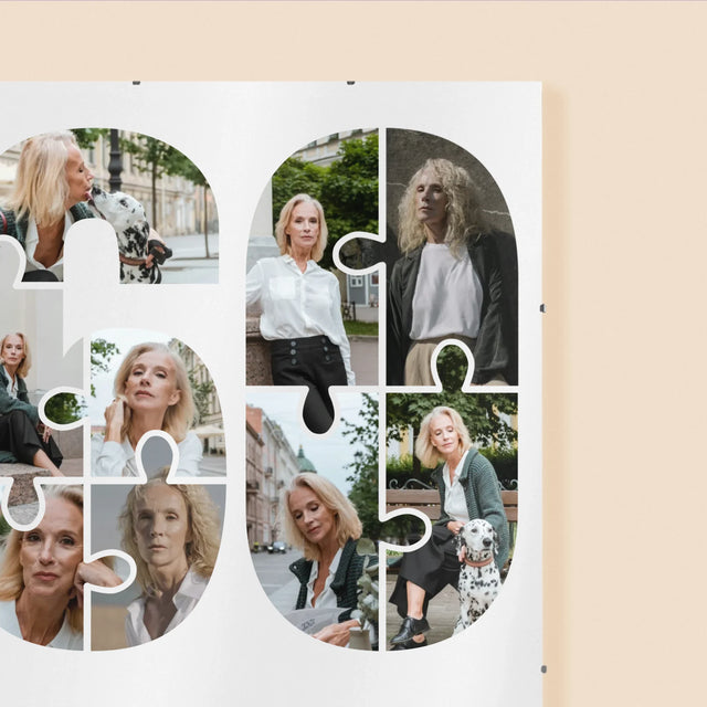 Kształt Ze Zdjęć: 60 Urodziny Puzzle - Personalizowany Plakat