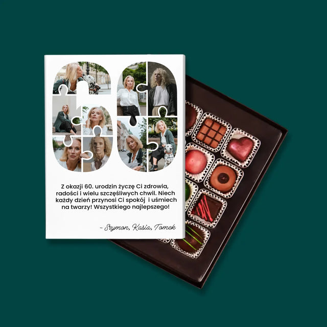 Kształt Ze Zdjęć: 60 Urodziny Puzzle - Personalizowane Praliny