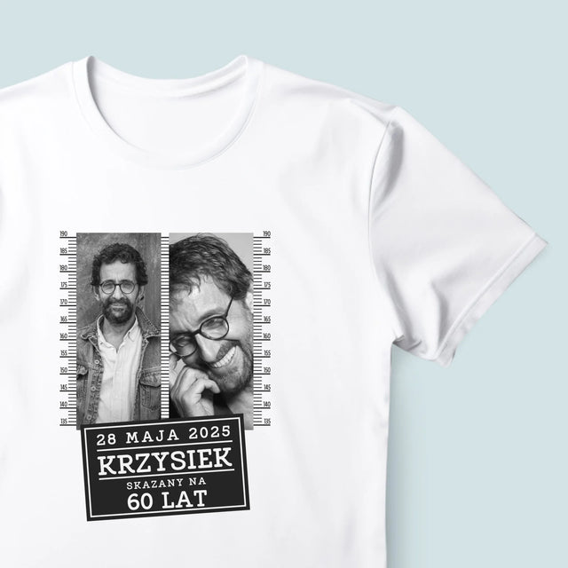 Fotokolaż: Skazany Na 60 Lat - Koszulka Męska z Nadrukiem