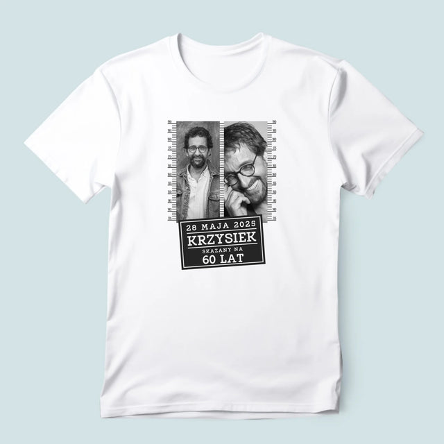 Fotokolaż: Skazany Na 60 Lat - Koszulka Męska z Nadrukiem