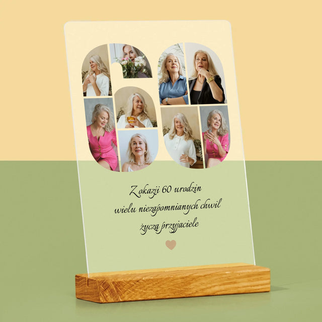 Kształt Ze Zdjęć: 60 Urodziny Życzenia - Wydruk Na Szkle Akrylowym