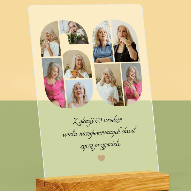 Kształt Ze Zdjęć: 60 Urodziny Życzenia - Wydruk Na Szkle Akrylowym
