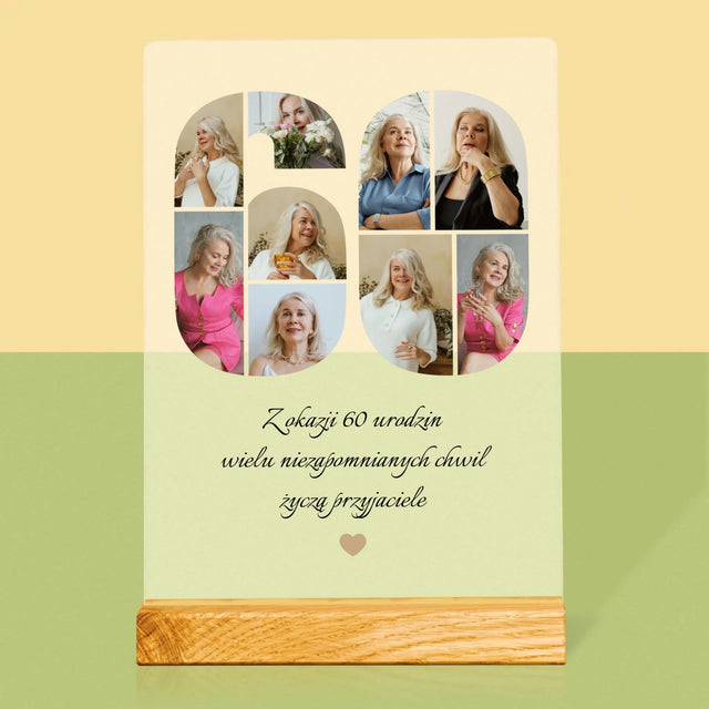 Kształt Ze Zdjęć: 60 Urodziny Życzenia - Wydruk Na Szkle Akrylowym