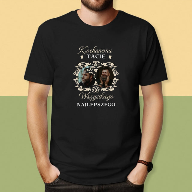 Słowo Ze Zdjęć: Kochanemu Tacie z Okazji 60 Urodzin - Koszulka Męska z Nadrukiem