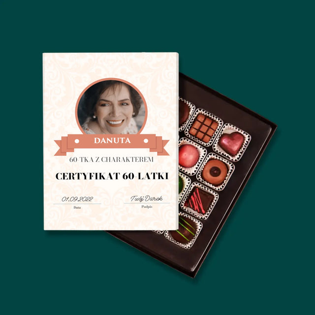 Certyfkat: Certyfikat 60-Latki - Personalizowane Praliny