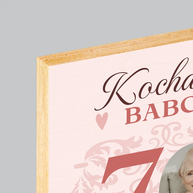 Zdjęcie I Podpis: Kochanej Babci Wszystkiego Najlepszego - Wydruk Na Drewnie