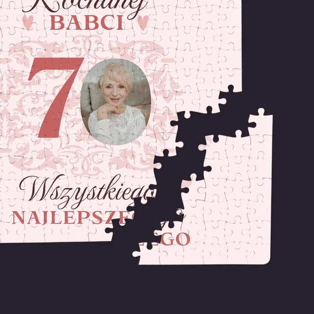 Zdjęcie I Podpis: Kochanej Babci Wszystkiego Najlepszego - Personalizowane Puzzle