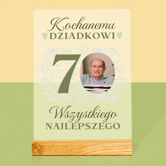 Zdjęcie I Podpis: Kochanemu Dziadkowi Wszystkiego Najlepszego - Wydruk Na Szkle Akrylowym