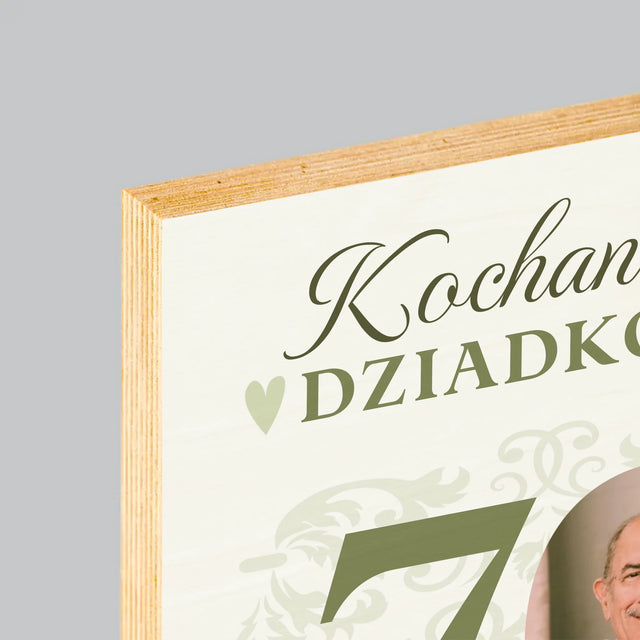 Zdjęcie I Podpis: Kochanemu Dziadkowi Wszystkiego Najlepszego - Wydruk Na Drewnie