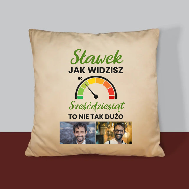 Fotokolaż: 60 Licznik - Poduszka z Nadrukiem