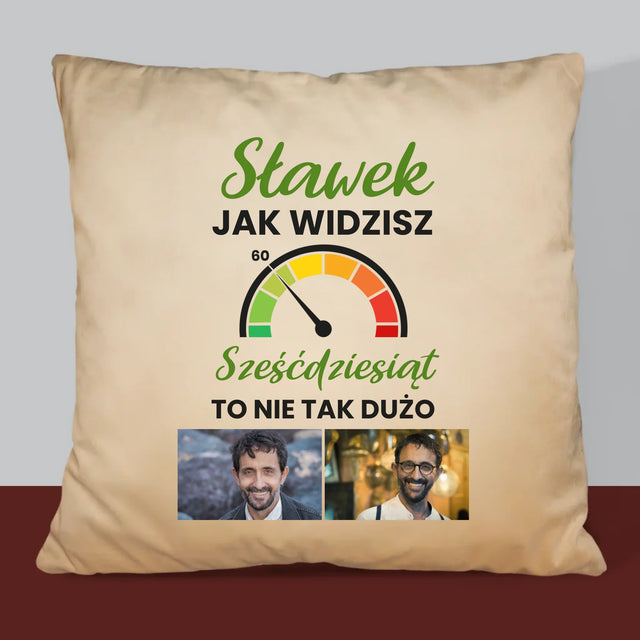 Fotokolaż: 60 Licznik - Poduszka z Nadrukiem