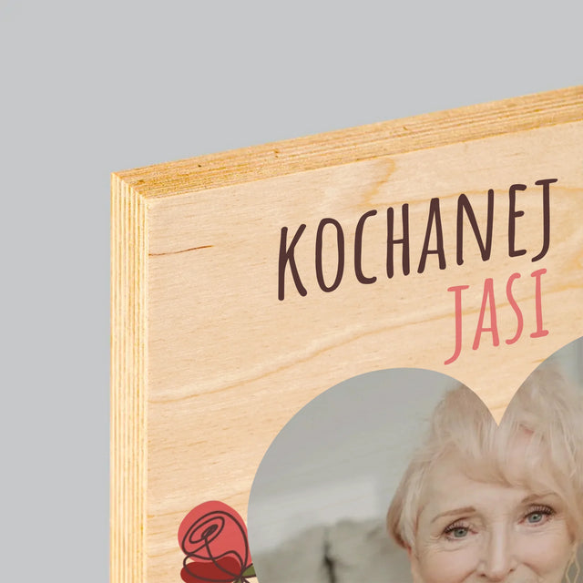 Zdjęcie I Podpis: Kochanej Babci z Okazji Urodzin - Wydruk Na Drewnie