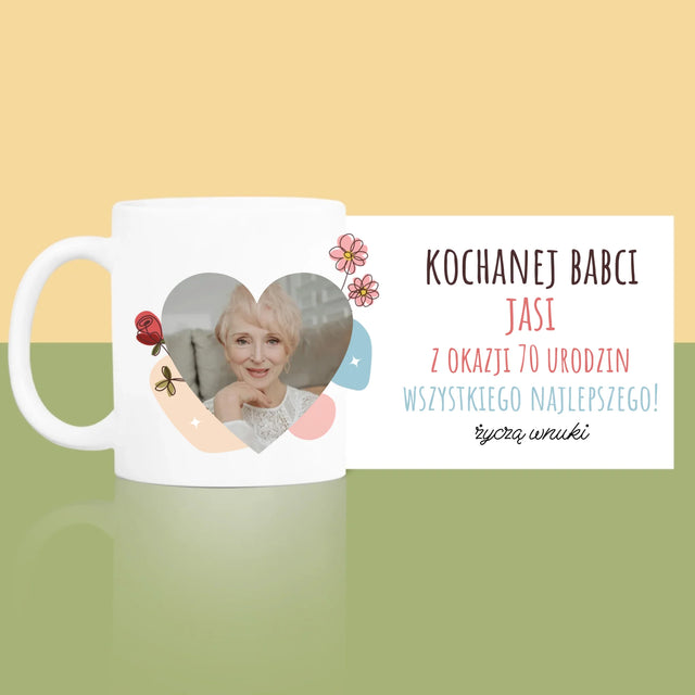 Zdjęcie I Podpis: Kochanej Babci z Okazji Urodzin - Kubek z Nadrukiem
