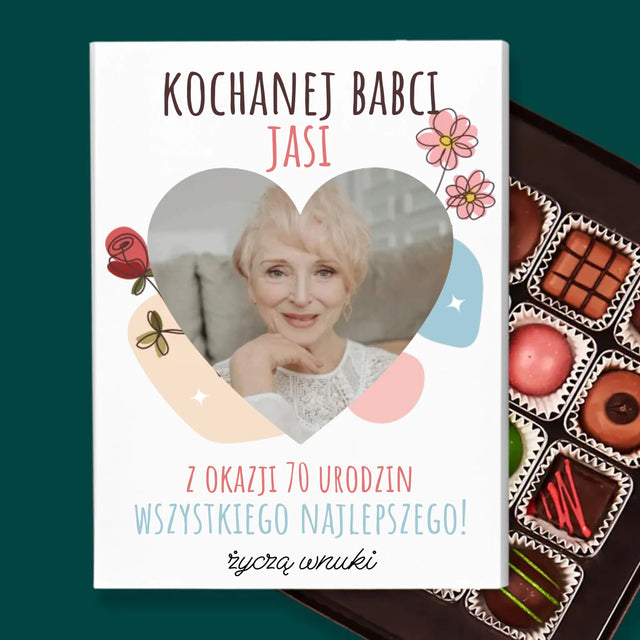 Zdjęcie I Podpis: Kochanej Babci z Okazji Urodzin - Personalizowane Praliny