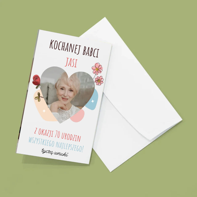 Zdjęcie I Podpis: Kochanej Babci z Okazji Urodzin - Duża Harmonijka Ze Zdjęć