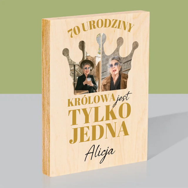 Kształt Ze Zdjęć: 70 Urodziny Królowa - Wydruk Na Drewnie