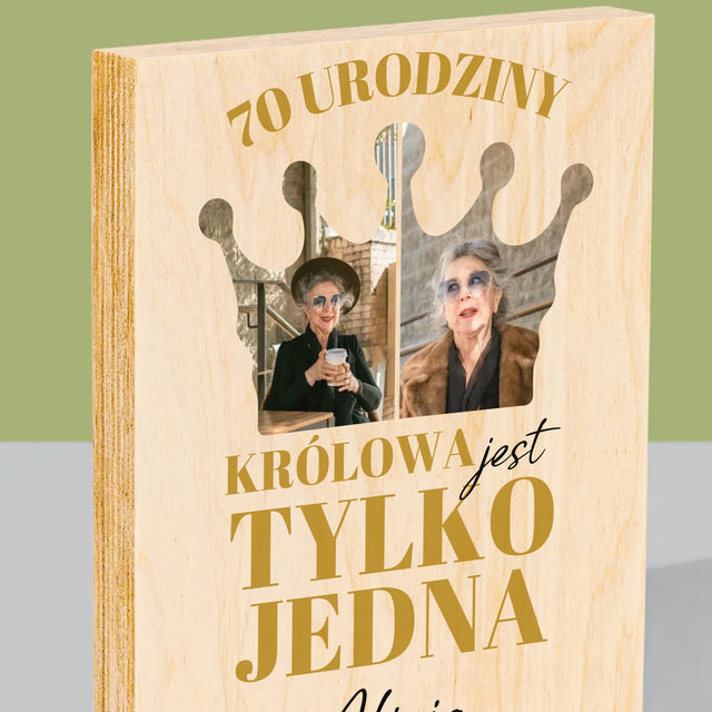 Kształt Ze Zdjęć: 70 Urodziny Królowa - Wydruk Na Drewnie