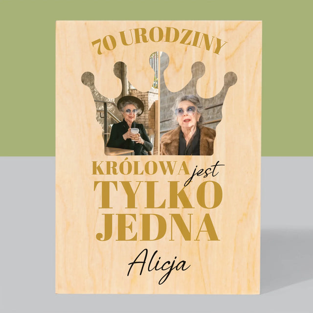 Kształt Ze Zdjęć: 70 Urodziny Królowa - Wydruk Na Drewnie