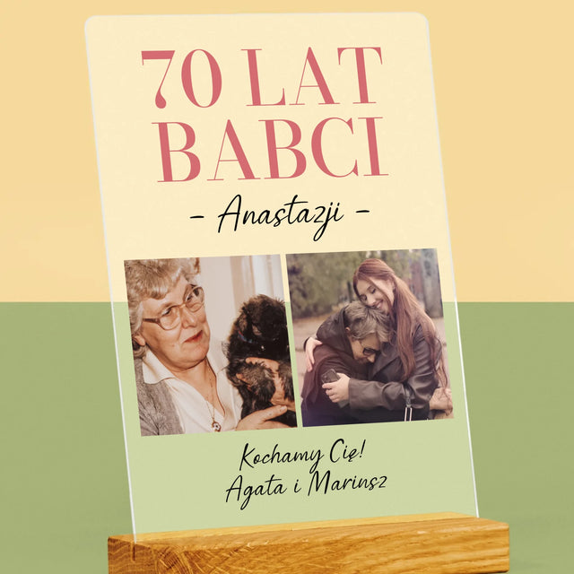 Fotokolaż: 70 Lat Babci - Wydruk Na Szkle Akrylowym
