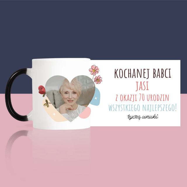 Zdjęcie I Podpis: Kochanej Babci z Okazji Urodzin - Kubek z Nadrukiem