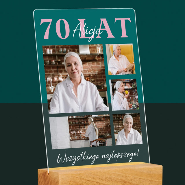 Fotokolaż: 70 Lat Wszystkiego Najlepszego - Wydruk Na Szkle Akrylowym