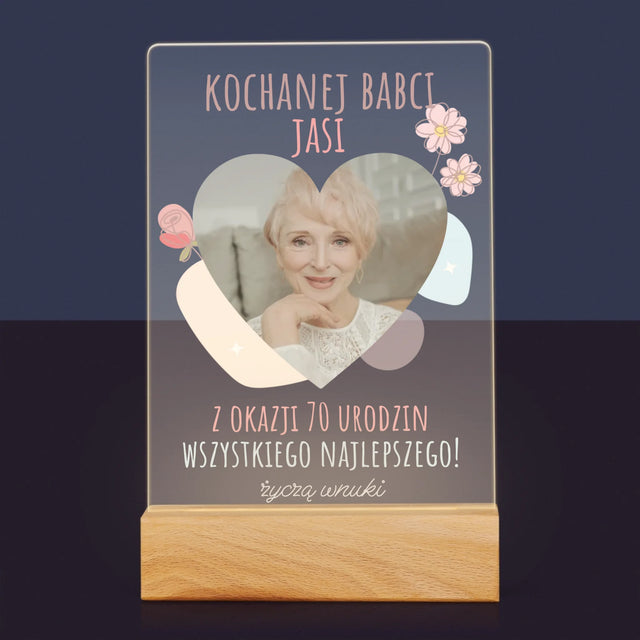 Zdjęcie I Podpis: Kochanej Babci z Okazji Urodzin - Wydruk Na Szkle Akrylowym