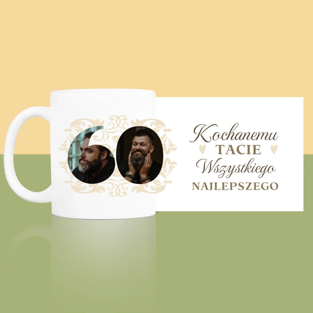 Słowo Ze Zdjęć: Kochanemu Tacie z Okazji 60 Urodzin - Kubek z Nadrukiem