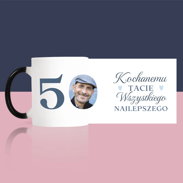 Zdjęcie I Podpis: Kochanemu Tacie Z Okazji 50 Urodzin - Kubek z Nadrukiem